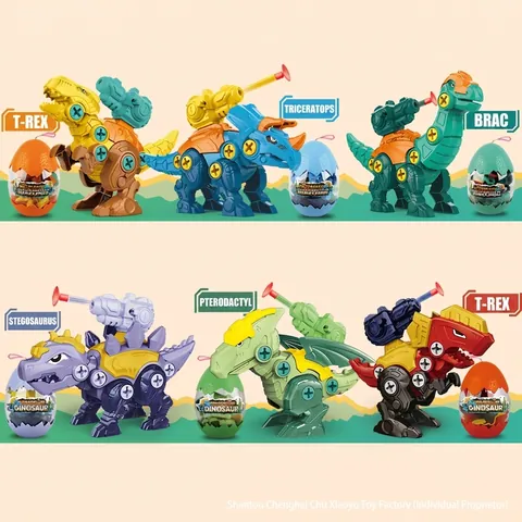 DIY Assembly Dinosaur Toys Plastic Detachable Screw Building Catapult Launcher Educational Model For Kids Boys Girls