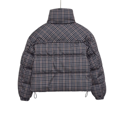 Giacca Imbottita A Quadri Da Donna Collo Alto Cappotto In Cotone Con Orlo Con Coulisse Vintage Casual