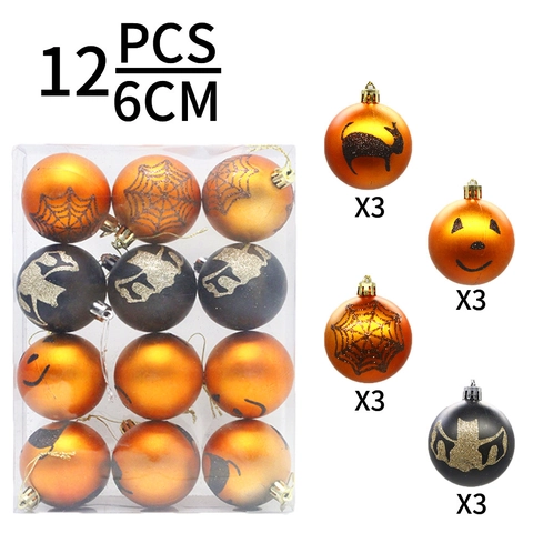 Ornamenti Appesi Halloween Palle Decorative In Plastica Zucca Ragnatela Gatto Pipistrello Per Festa