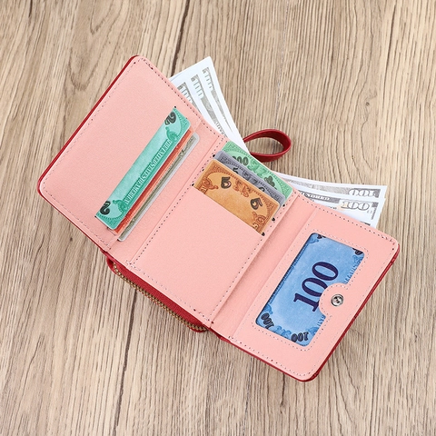 Women Short Wallet PU Leather V-Quilted Bee Decor Foldable Card Holder Purse Fashion Small Clutch For Ladies