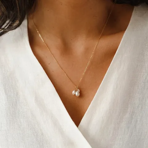 Collier Perles Eau Douce Baroque Acier Inoxydable Plaqué Or 14K Chaîne Ras Du Cou Bijoux Minimalistes Élégants Pour Femmes