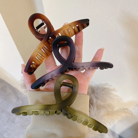 Matte Acrylic Large Hair Claw Clips Strong Hold Korean Shark Hairpins Geometric Gradient Styling Updo Accessory For Women