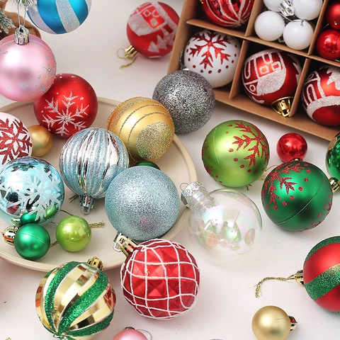 Kerstballen Ornamenten Onbreekbaar Plastic Gemengde Maten Glitter Mat Glanzend Feest Decoratie Huis