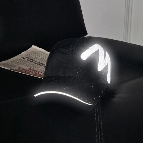 Gorra De Béisbol Reflectante Transpirable Malla Secado Rápido Sombrero Protección Solar Poliéster Perforado Letras Ajustable