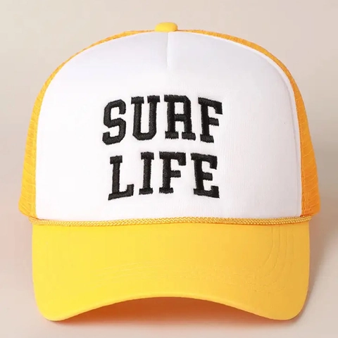 Surf Life Embroidery Trucker Hat Mesh Back Adjustable Snapback Sun Protection Outdoor Baseball Cap For Men Women