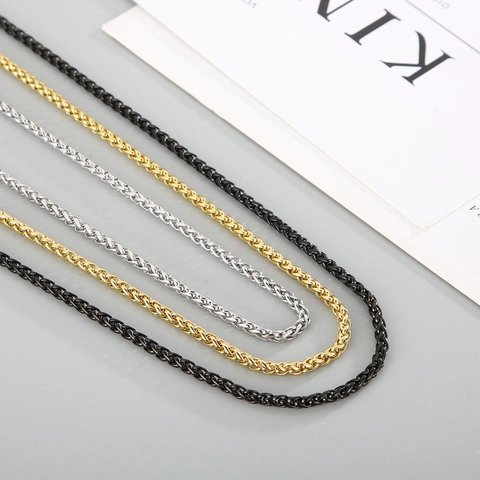 Collar De Cadena De Trigo Acero Inoxidable Eslabón Spiga Joyería De Moda Hip Hop Punk Para Hombres Y Mujeres