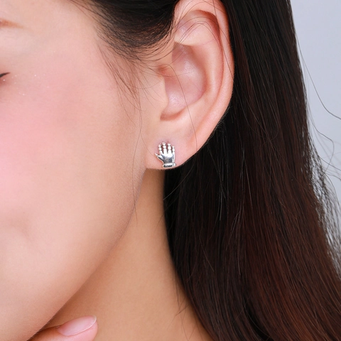 Orecchini A Lobo Mini Palmo Della Mano Argento Sterling 925 Gioielli Lucidati Minimalisti Regalo Per Donne Ragazze