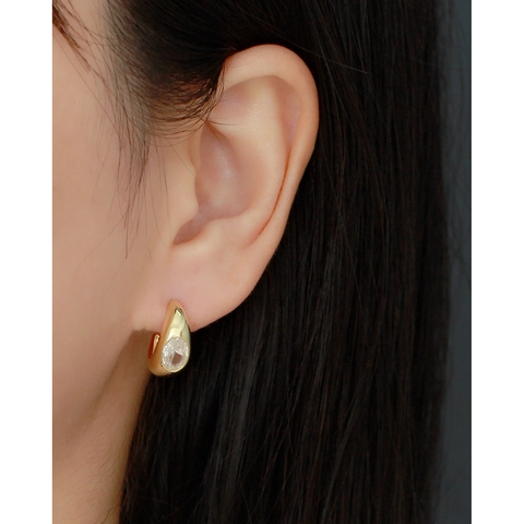 Orecchini Huggie Hoop In Argento Sterling 925 Con Zircone Ovale A Forma Di C Gioielli Minimalisti Geometrici