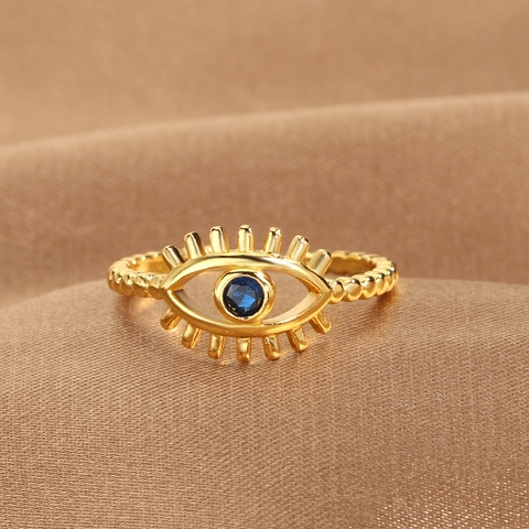 Δαχτυλίδι Evil Eye Χάλκινο Ζιργκόν Μπλε Κρύσταλλο Ρυθμιζόμενο Ρετρό Έθνικ Στυλ Κοσμήματα Μόδας Για Γυναίκες Άνδρες