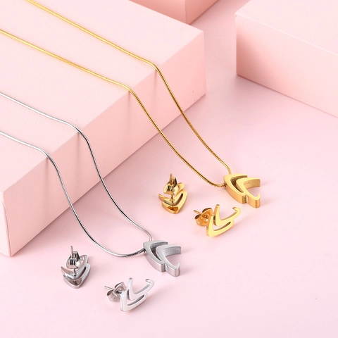 Collana E Orecchini In Acciaio Inossidabile Geometrico Cavo Forma A V Catena A Serpente Accessorio Minimalista Donna