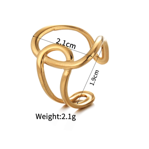 Onregelmatige Geometrische Roestvrijstalen Open Ring Minimalistisch Verstelbaar Verguld Mode-Sieraden Voor Dames