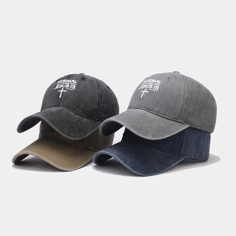 Berretto Da Baseball In Cotone Lavato Vintage Distressed Religioso Jesus Is Ricamo Croce Cappello Da Sole Regolabile