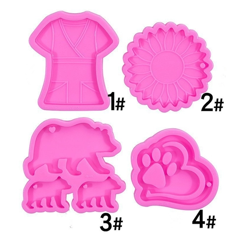 Stampo Silicone Girasole Orso Infermiera Uniforme Cuore Zampa Forme Per DIY Resina Portachiavi Artigianato Strumento