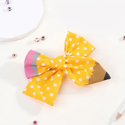 Pencil Bow Headbands And Hair Clips Back To School Fabric Polka Dot Cute Fashion Hair Accessories For Girls Toddlers