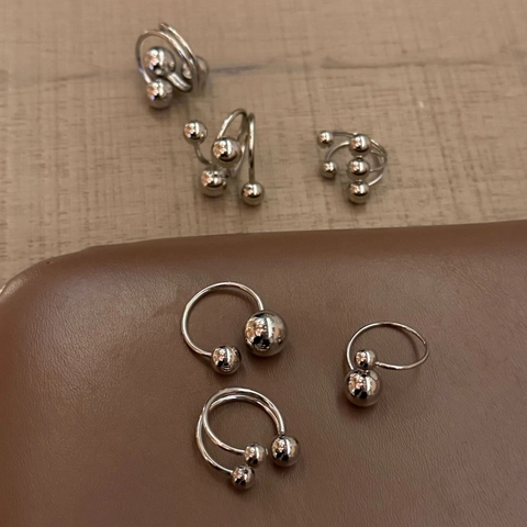 Sferische Kraal Open Ring Roestvrij Staal Geometrisch Minimalistisch Verstelbare Vinger Sieraden Voor Vrouwen