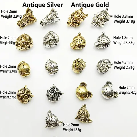 Tierkopf Zwischenperlen Legierung Vintage Antik Gold Silber Für DIY Armband Schmuckherstellung Anhänger Zubehör