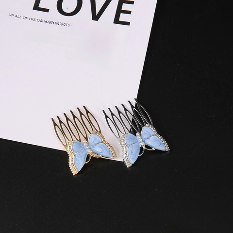 Peine De Pelo Mariposa Vintage Aleación Esmalte Rhinestone Elegante Pinza De Pelo Para Mujeres Niñas Estilo Coreano