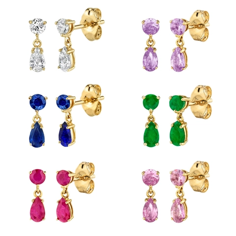 Orecchini A Goccia Con Zirconi E Perno In Argento Sterling 925 Rame Colorato Geometrico Per Le Donne