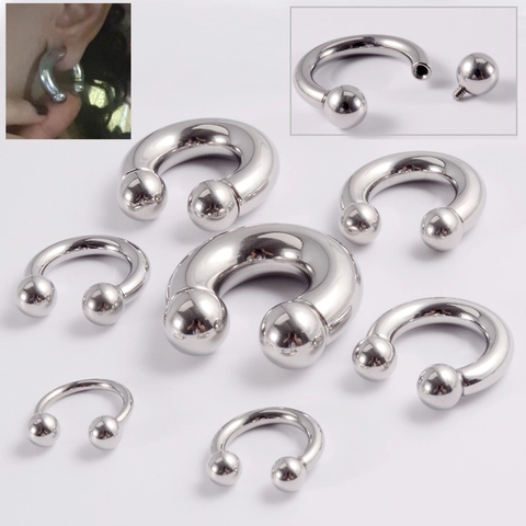 Stainless Steel U Shaped Horseshoe Nose Ring Large Size Polished Body Piercing Jewelry For Ear Septum Lip Unisex Punk Barbell Jewelry