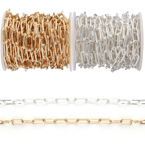 Cadena De Clips De Metal Con Eslabones Rectangulares Para Hacer Joyas DIY Collares Pulseras Accesorios Manualidades
