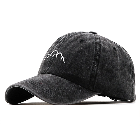 Gorra De Béisbol Algodón Lavado Bordado Montaña Vintage Desgastado Sombrero Sol Ajustable Exterior Unisex Retro