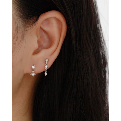 925 Sterling Silber Ohrstecker Lange Geometrische Hänger Zirkonia Schraubverschluss Damen Cartilage Studs