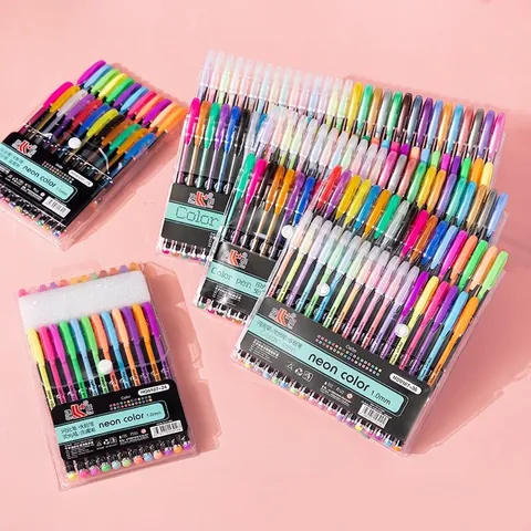 Gel Pen Set Glitter Neon Metallic Pastel 1.0mm Bullet Tip For Drawing Journaling Art Coloring Stationery