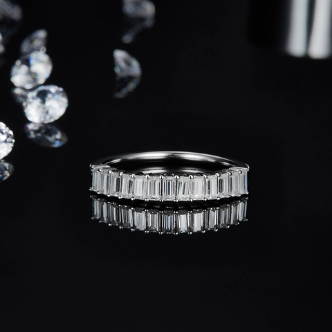 Δαχτυλίδι Moissanite Eternity Band 925 Sterling Silver D Color Sparkling Στοιβαζόμενο Γάμος Αρραβώνας Κομψό Γυναίκες
