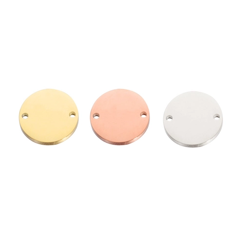 Ronde Blanco Schijf Bedels Roestvrij Staal Spiegel Gepolijst Dubbel Gat Connector Voor DIY Sieraden Maken Ketting Armband