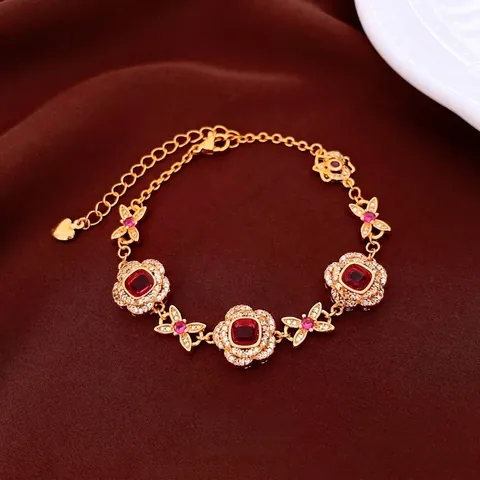 Bracciale Vintage Fiore Farfalla Rame Placcato Oro Vero Zircone Gioielli Regolabili Per Donna Lusso Elegante Versatile
