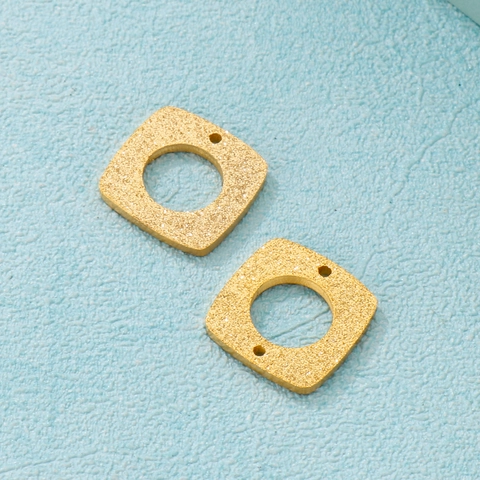 Ciondoli Quadrati Cavi Geometrici Acciaio Inossidabile Placcato Oro Texture Opaca Connettori Per Creazione Gioielli