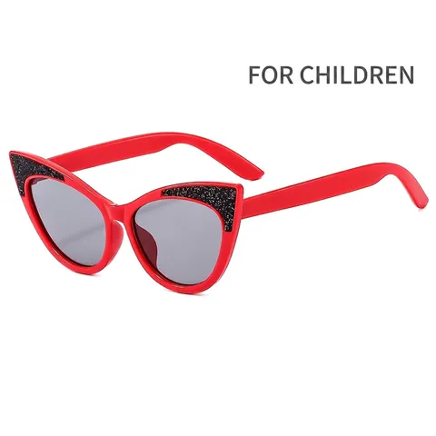 Occhiali Da Sole Gatto Per Bambini Glitter Cornice PC Protezione UV400 Moda Per Ragazze Carino Vintage