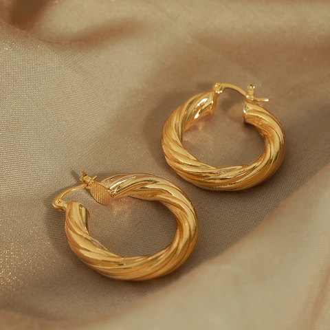 Twisted Hoop Earrings Copper Geometric Minimalist Gold Color Fashion Statement Jewelry For Women