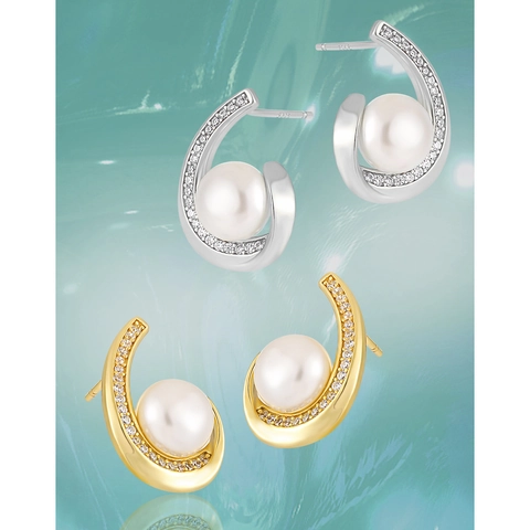 Boucles D'oreilles Künstliche Perles Géométriques Goutte D'eau Avec Tige En Argent Sterling 925 Et Strass Élégant Pour Femmes