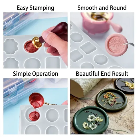 Multi Cavity Wax Seal Silicone Mold Geometric Shape DIY Scrapbooking Stamp Pad Envelope Decoration Crafting Tool Flexible