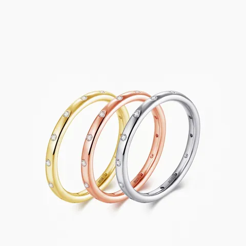Anello Minimalista In Argento Sterling 925 Con Zirconia Fascia Sottile Eternità Gioielli Di Moda Scintillanti Per Donne