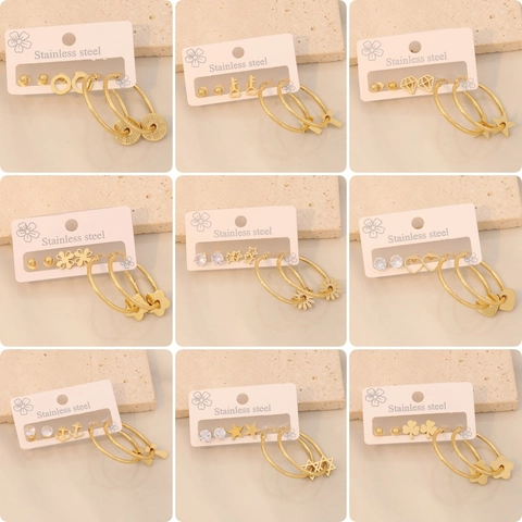 Orecchini In Acciaio Inossidabile Ciondoli Cuore Stella Croce Trifoglio Fiori Gioielli Di Moda Per Donna