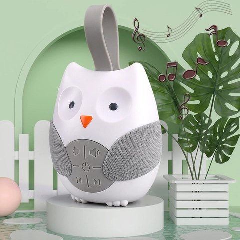 Baby Sleep Soother Music Box Plastic White Noise Machine Portable Silicone Strap Cartoon Animal Owl Koala Fox Infant Toy