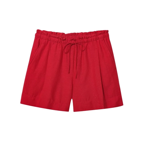 Women Linen Blend Shorts Drawstring Elastic Waist Casual Summer Beach Loose Fit With Pockets Solid Color