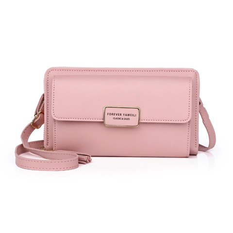 Women Crossbody Phone Bag PU Leather Long Wallet With Card Slots And Tassel Zipper Adjustable Strap Solid Color Stylish