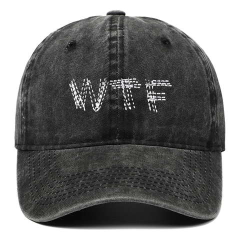 Casquette De Baseball En Coton Lavé Broderie WTF Style Vintage Distressed Chapeau De Soleil Extérieur Homme Femme