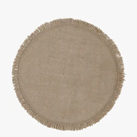 Round Jute Placemats Bohemian Mandala Printed Heat Resistant Tassel Non Slip Natural Woven Cotton Linen Dining Table Decor