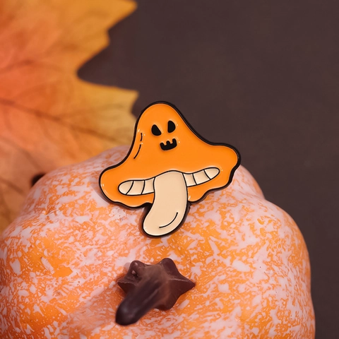 Cartoon Halloween Enamel Brooch Pin Set Mushroom Pumpkin Ghost Funny Cute Alloy Badge For Clothing Bag Jewelry Accessories