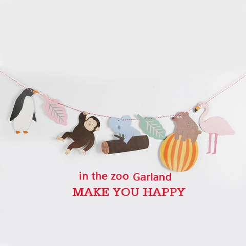 Guirnalda Animales Pancarta Papel Flamenco Mono Koala Oso Decoración Cumpleaños Para Dormitorio Infantil
