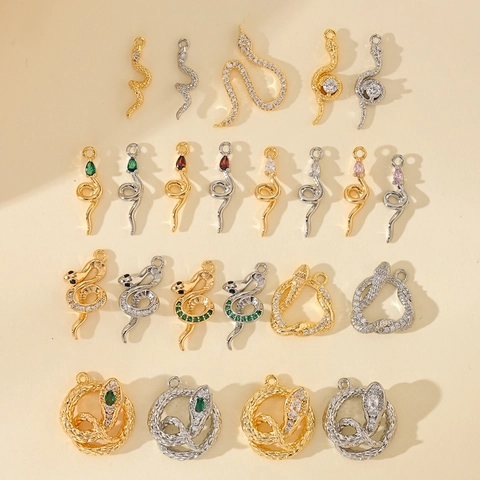 Alloy Zirconia Snake Pendant Only Without Chain For DIY Jewelry Making Necklace Bracelet Accessory For Women