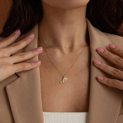 Herz Buchstaben Anhänger Edelstahl Vergoldet DIY Schmuckherstellung Charms Romantische Initialen Für Damen Halsketten