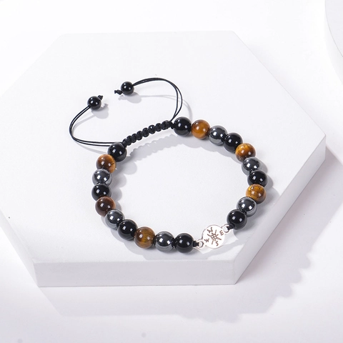 Regalo Di Laurea Bracciale Perline Ciondolo Bussola Pietra Occhio Di Tigre Ematite Naturale Corda Intrecciata Regolabile Carta
