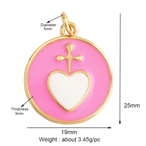 Heart Crown Pendants Copper Enamel Cubic Zirconia Charms For DIY Necklace Bracelet Jewelry Making Romantic Sweet Style