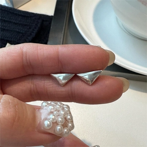 Orecchini A Lobo In Argento Sterling 925 Triangolo Minimalista Geometrico Gioielli Per Donne Chic