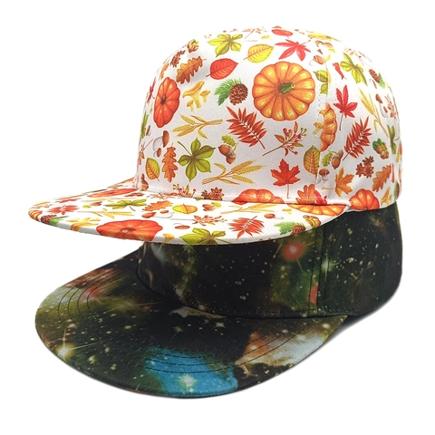 Flat Brim Baseball Cap Polyester Starry Sky Autumn Mushroom Hip Hop Streetwear Adjustable Snapback Sun Hat For Men Women